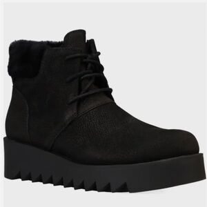 Eileen Fisher Women's Size 6 Kenille Genuine Shearling Trim Wedge Bootie.